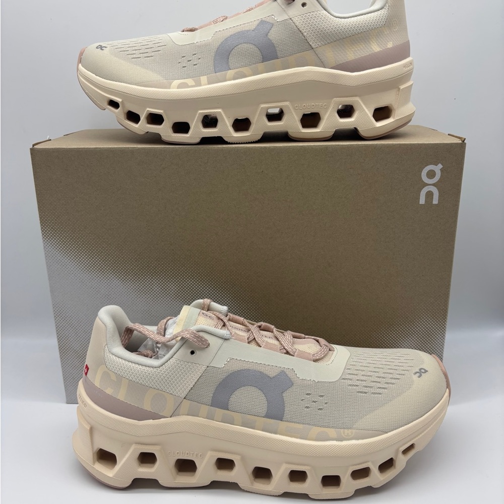 On Running Cloudmonster Women's Running Shoes in Cream/Pink